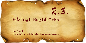 Rényi Boglárka névjegykártya